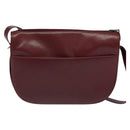 Christian Dior Shoulder Bag Leather Bordeaux Gold Auth BA3901-2