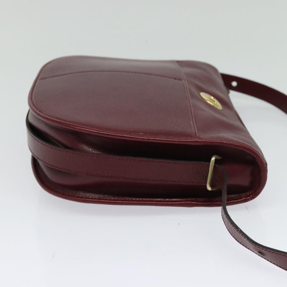 Christian Dior Shoulder Bag Leather Bordeaux Gold Auth BA3901