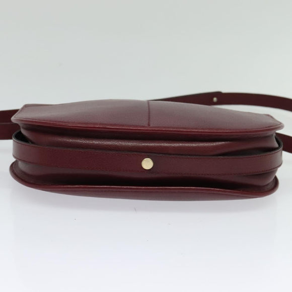 Christian Dior Shoulder Bag Leather Bordeaux Gold Auth BA3901