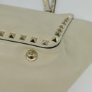 VALENTINO Studs Tote Bag Leather White Gold Auth BA3903-16