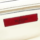 VALENTINO Studs Tote Bag Leather White Gold Auth BA3903-17