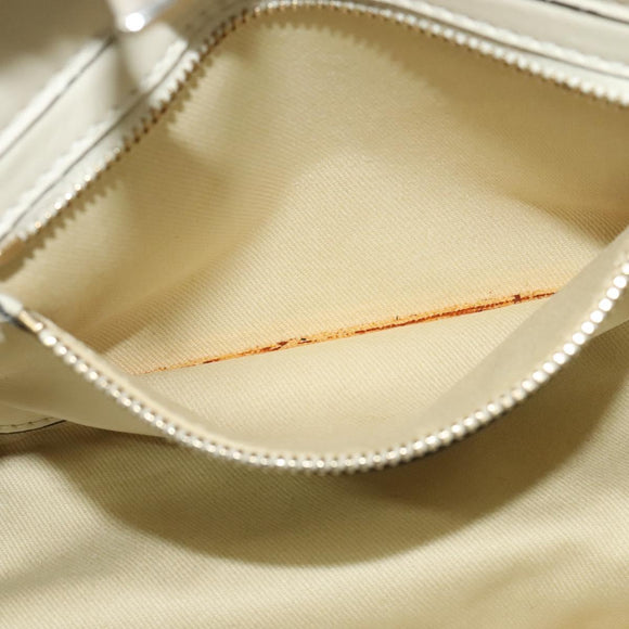 VALENTINO Studs Tote Bag Leather White Gold Auth BA3903