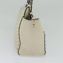VALENTINO Studs Tote Bag Leather White Gold Auth BA3903-3