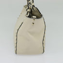VALENTINO Studs Tote Bag Leather White Gold Auth BA3903-4