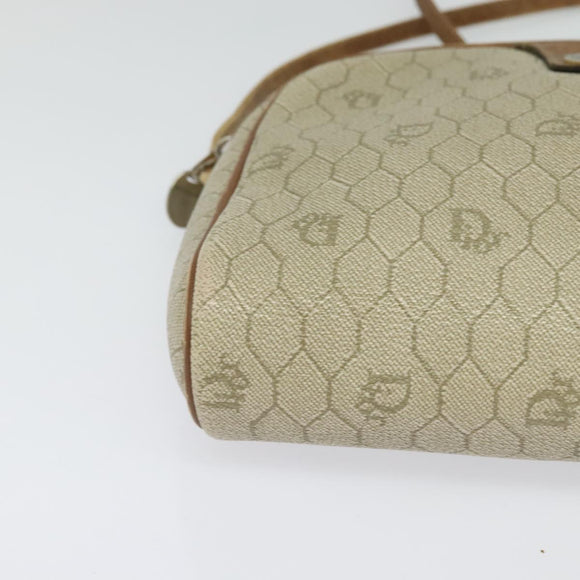 Christian Dior Honeycomb Canvas Shoulder Bag PVC Beige Auth BA3904