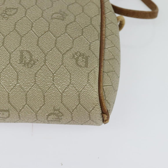Christian Dior Honeycomb Canvas Shoulder Bag PVC Beige Auth BA3904