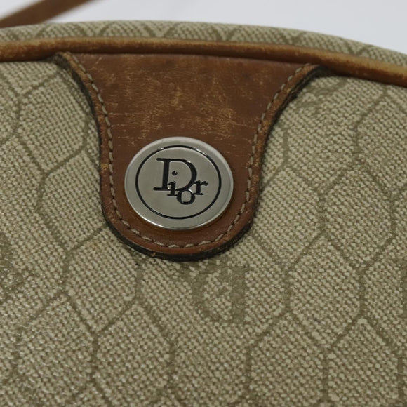 Christian Dior Honeycomb Canvas Shoulder Bag PVC Beige Auth BA3904