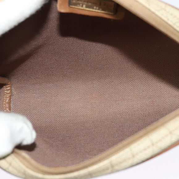 Christian Dior Honeycomb Canvas Shoulder Bag PVC Beige Auth BA3904