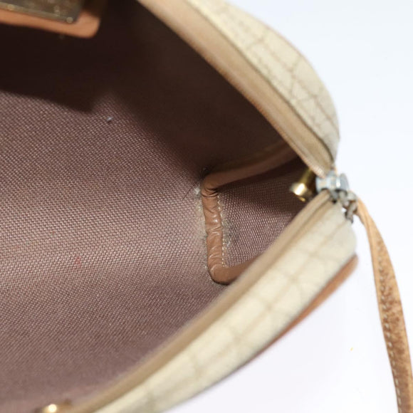 Christian Dior Honeycomb Canvas Shoulder Bag PVC Beige Auth BA3904