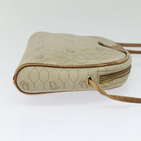 Christian Dior Honeycomb Canvas Shoulder Bag PVC Beige Auth BA3904