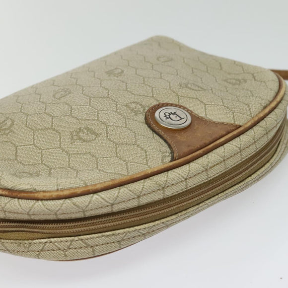 Christian Dior Honeycomb Canvas Shoulder Bag PVC Beige Auth BA3904