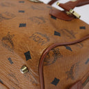MCM Logogram Vicetos Hand Bag PVC Leather Brown Gold Auth BA3905-9