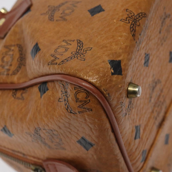 MCM Logogram Vicetos Hand Bag PVC Leather Brown Gold Auth BA3905