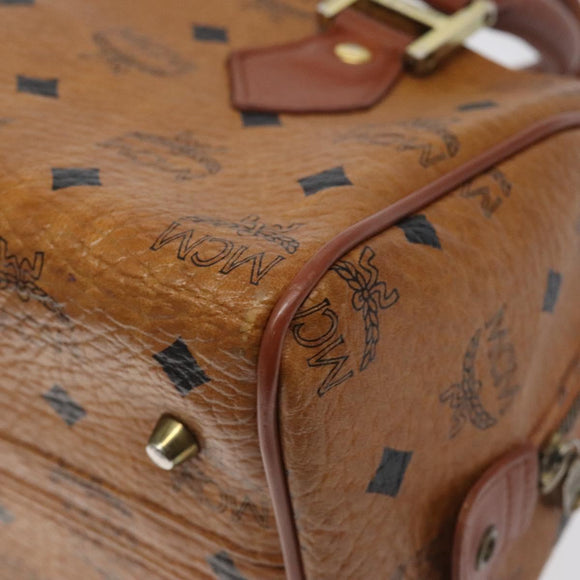 MCM Logogram Vicetos Hand Bag PVC Leather Brown Gold Auth BA3905