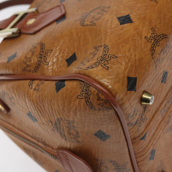 MCM Logogram Vicetos Hand Bag PVC Leather Brown Gold Auth BA3905