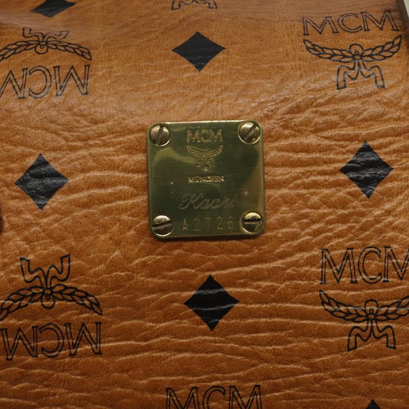 MCM Logogram Vicetos Hand Bag PVC Leather Brown Gold Auth BA3905