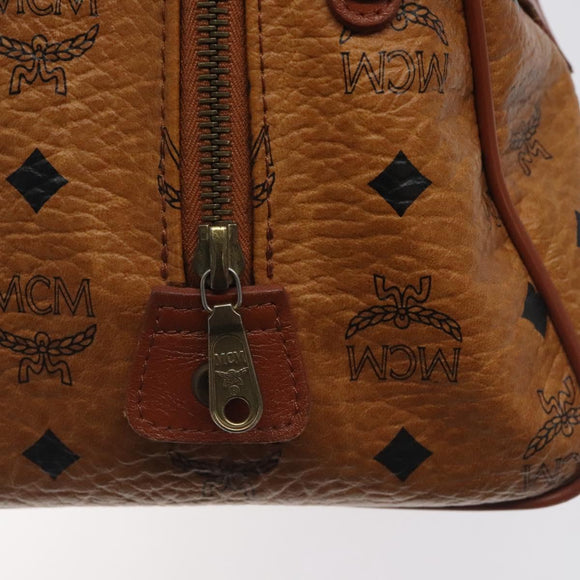 MCM Logogram Vicetos Hand Bag PVC Leather Brown Gold Auth BA3905