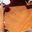 MCM Logogram Vicetos Hand Bag PVC Leather Brown Gold Auth BA3905-11