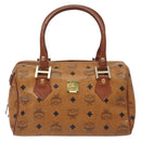 MCM Logogram Vicetos Hand Bag PVC Leather Brown Gold Auth BA3905-13