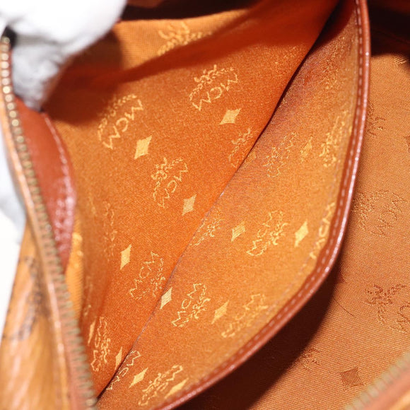 MCM Logogram Vicetos Hand Bag PVC Leather Brown Gold Auth BA3905