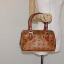 MCM Logogram Vicetos Hand Bag PVC Leather Brown Gold Auth BA3905-23