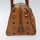 MCM Logogram Vicetos Hand Bag PVC Leather Brown Gold Auth BA3905-3