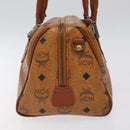 MCM Logogram Vicetos Hand Bag PVC Leather Brown Gold Auth BA3905-4