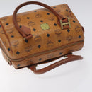 MCM Logogram Vicetos Hand Bag PVC Leather Brown Gold Auth BA3905-6
