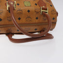 MCM Logogram Vicetos Hand Bag PVC Leather Brown Gold Auth BA3905-7