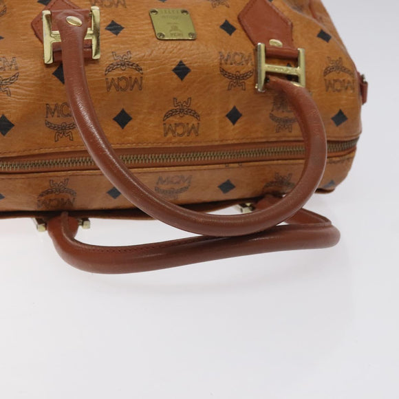 MCM Logogram Vicetos Hand Bag PVC Leather Brown Gold Auth BA3905