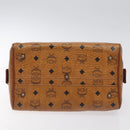 MCM Logogram Vicetos Hand Bag PVC Leather Brown Gold Auth BA3905-5