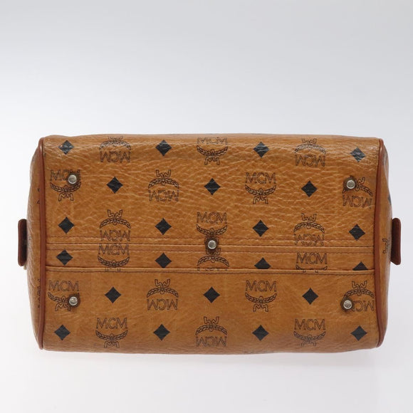 MCM Logogram Vicetos Hand Bag PVC Leather Brown Gold Auth BA3905