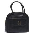 CELINE Hand Bag Leather Black Gold Auth BA3907-1