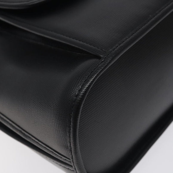 CELINE Hand Bag Leather Black Gold Auth BA3907