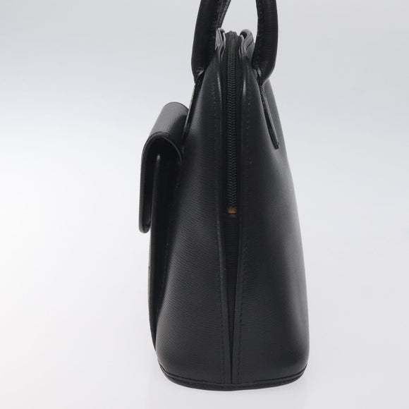 CELINE Hand Bag Leather Black Gold Auth BA3907