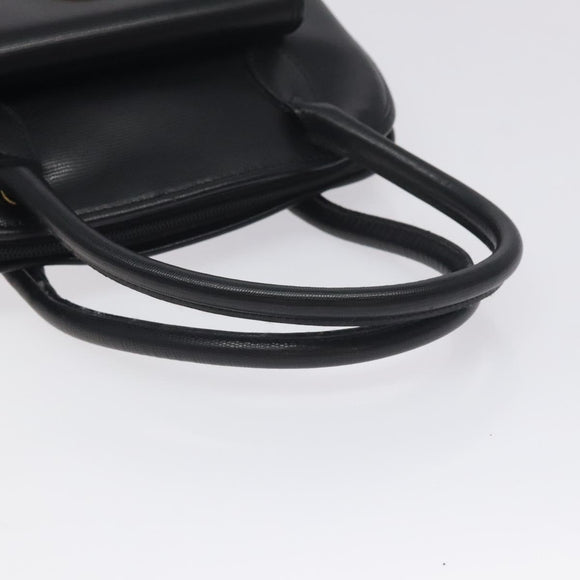 CELINE Hand Bag Leather Black Gold Auth BA3907