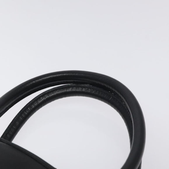 CELINE Hand Bag Leather Black Gold Auth BA3907