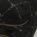 CHANEL Travel Line Hand Bag Nylon Black Silver CC Auth BA3909-9