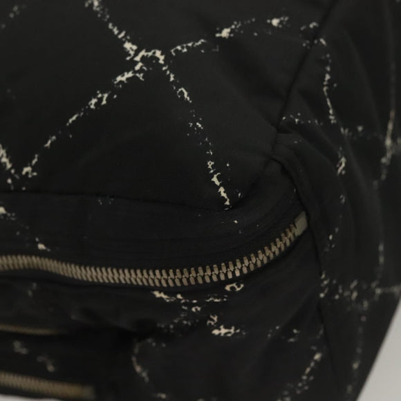 CHANEL Travel Line Hand Bag Nylon Black Silver CC Auth BA3909
