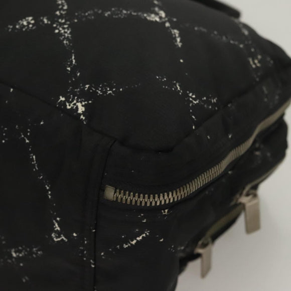 CHANEL Travel Line Hand Bag Nylon Black Silver CC Auth BA3909