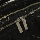 CHANEL Travel Line Hand Bag Nylon Black Silver CC Auth BA3909-17