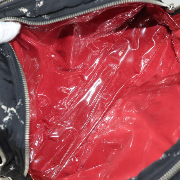 CHANEL Travel Line Hand Bag Nylon Black Silver CC Auth BA3909