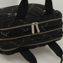 CHANEL Travel Line Hand Bag Nylon Black Silver CC Auth BA3909-6