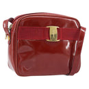 Salvatore Ferragamo Vala Shoulder Bag Patent leather Red Gold Auth BA3910-1