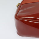 Salvatore Ferragamo Vala Shoulder Bag Patent leather Red Gold Auth BA3910-9