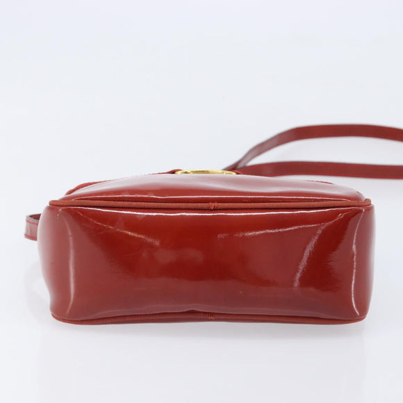Salvatore Ferragamo Vala Shoulder Bag Patent leather Red Gold Auth BA3910