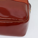 Salvatore Ferragamo Vala Shoulder Bag Patent leather Red Gold Auth BA3910-14