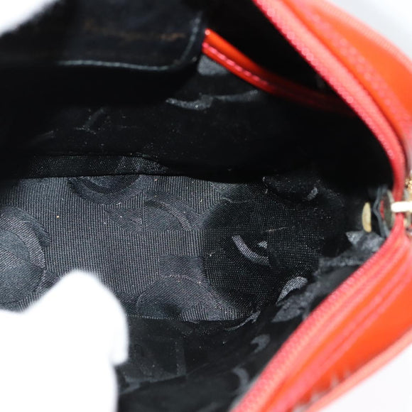 Salvatore Ferragamo Vala Shoulder Bag Patent leather Red Gold Auth BA3910