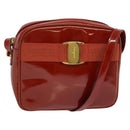 Salvatore Ferragamo Vala Shoulder Bag Patent leather Red Gold Auth BA3910-1