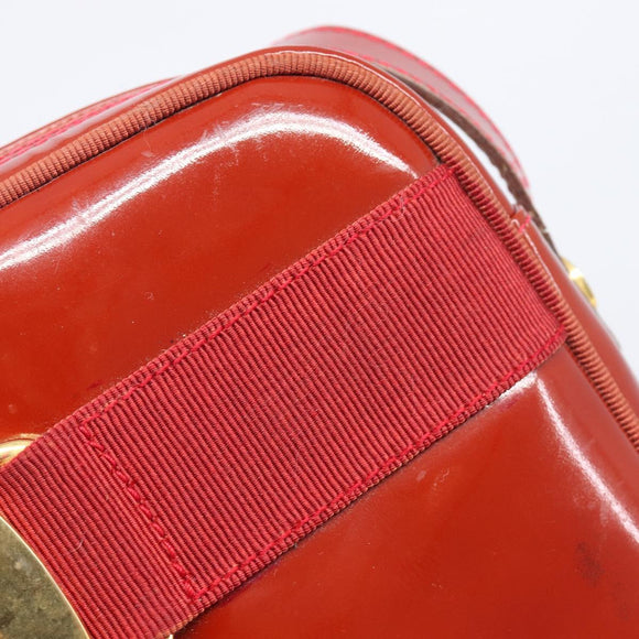Salvatore Ferragamo Vala Shoulder Bag Patent leather Red Gold Auth BA3910